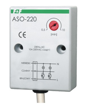 AUTOMAT SCHODOWY 10A 230V N/T OBUDOWA HERMETYCZNA PRZEWÓD 0.5M AS0-220 - ASO-220 - F&F