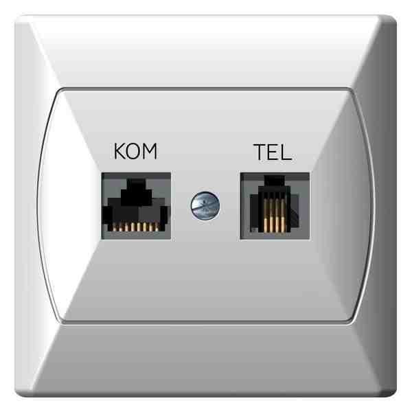GNIAZDO KOMPUTEROWO-TELEFONICZNE RJ 45, KAT. 5E+ RJ 11 AKCENT - GPKT-A/F/00 - OSPEL