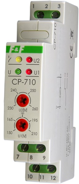 PRZEKAŹNIK NAPIĘCIOWY JEDNOFAZOWY UN=450V+N, IMAX=10A , 1 MODUŁ CP-710 - CP-710 - F&F