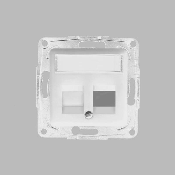 PŁYTKA CZOŁOWA Z RAMKĄ SZKIELETOWĄ DO 2-GNIAZD MOLEX DATA-GATE Z 1 ZAŚLEPKĄ Z OPISEM BIAŁY POLO.OPTIMA - 12029802 - HAGER - BERKER