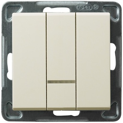 ŁĄCZNIK POTRÓJNY IP20 Z PODŚWIETLENIEM ECRU SONATA - ŁP-13RS/M/27 - OSPEL