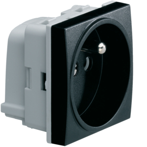 GNIAZDO Z UZIEMIENIEM SAMOZACISKI 2 MODUŁY CZARNY 16A/250V SYSTO - WS100N - HAGER - BERKER