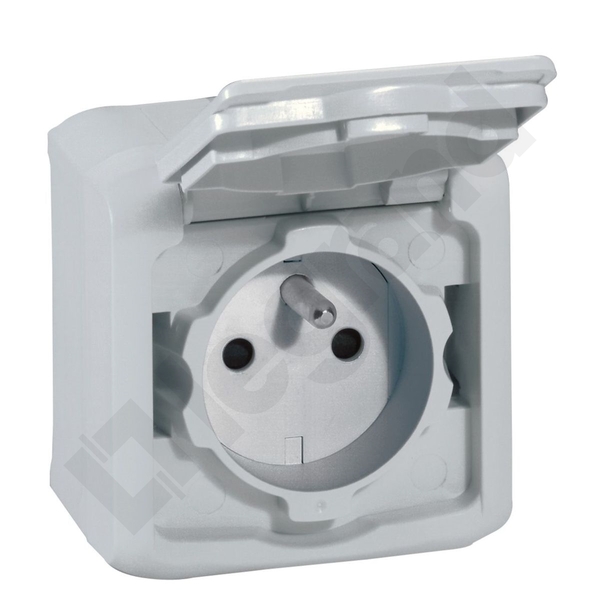 GNIAZDO POJEDYNCZE Z UZIEMIENIEM Z PRZESŁONAMI 2P+Z 16 A IP44 SZARE FORIX - 782395 - LEGRAND