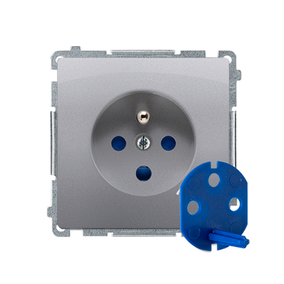 GNIAZDO DATA Z UZIEMIENIEM I KLUCZEM UPRAWNIAJĄCYM (MODUŁ) 16A 250V ZACISKI ŚRUBOWE STAL INOX SIMON BASIC - BMGD1.01/21 - KONTAKT SIMON