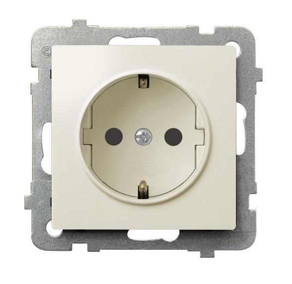 GNIAZDO POJENYNCZE Z UZIEMIENIEM SCHUKO ECRU IMPRESJA - GP-1YS/M/27 - OSPEL