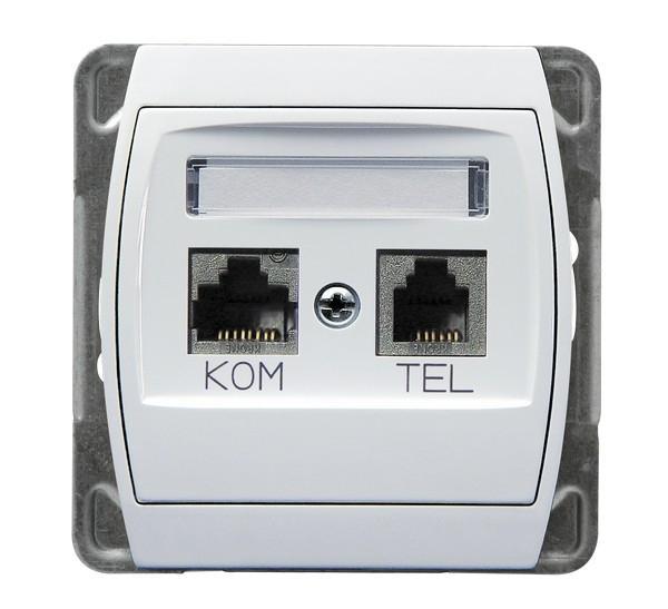 GNIAZDOKOMPUTEROWO-TELEFONICZNE RJ45 KAT6 EKRANOWANE +RJ11 BIAŁY GAZELA - GPKT-J/K6E/M/00 - OSPEL
