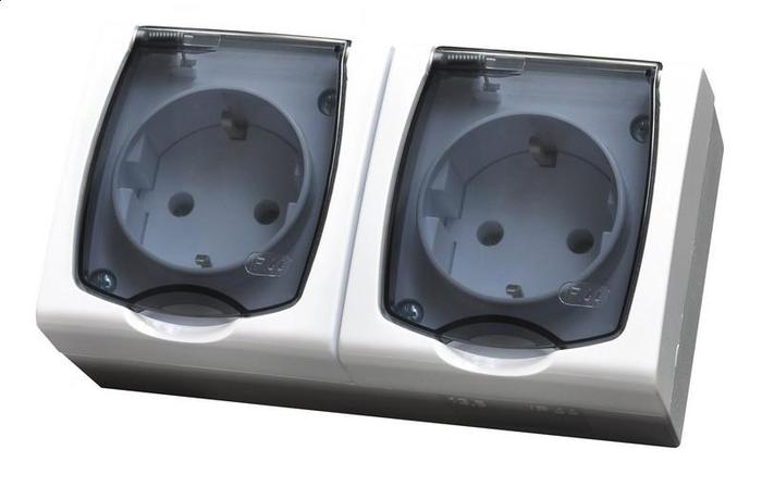 GNIAZDO PODWÓJNE Z UZIEMIENIEM SCHUKO MADERA - GNH-2NS/00/D - OSPEL