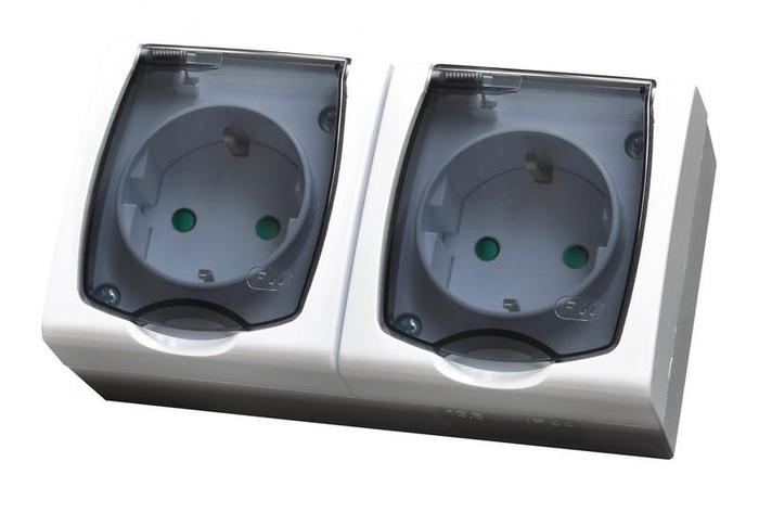 GNIAZDO PODWÓJNE Z UZIEMIENIEM SCHUKO MADERA - GNH-2NSP/00/D - OSPEL