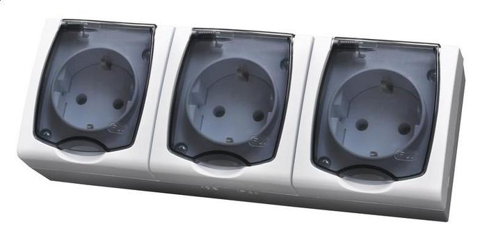 GNIAZDO POTRÓJNE Z UZIEMIENIEM SCHUKO MADERA - GNH-3NS/00/D - OSPEL