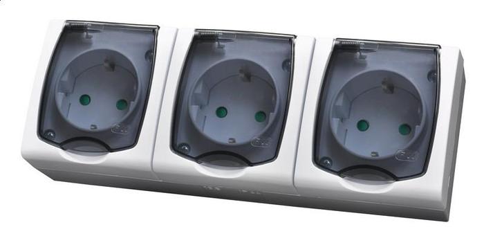 GNIAZDO POTRÓJNE Z UZIEMIENIEM SCHUKO MADERA - GNH-3NSP/00/D - OSPEL