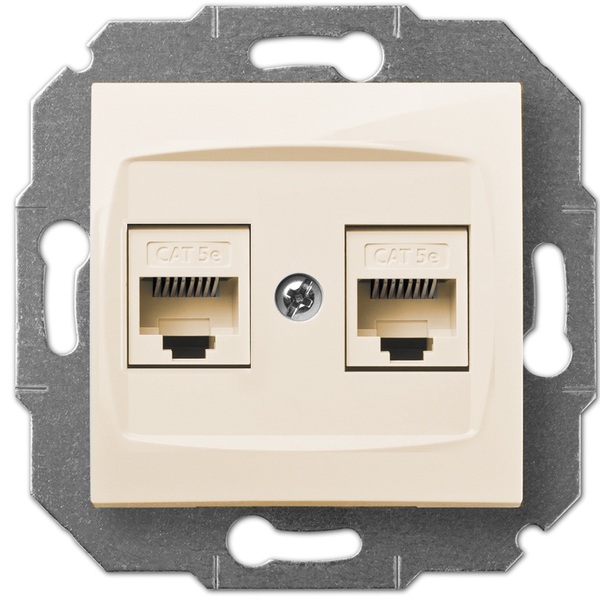 GNIAZDO KOMPUTEROWE 2XRJ45 KAT. 5E KREMOWY CARLA - 1749-11 - ELEKTRO-PLAST NASIELSK