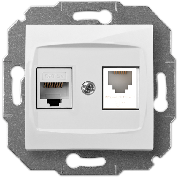 GNIAZDO TELEFONICZNE RJ11 + KOMPUTEROWE RJ45 KAT. 6E MODUŁ BIAŁE CARLA - 1785-10 - ELEKTRO-PLAST NASIELSK