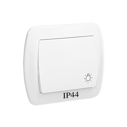 PRZYCISK ŚWIATŁO BRYZGOSZCZELNY IP44 10 AX 250V ZACISKI ŚRUBOWE BIAŁY SIMON AKORD - AS1B/11 - KONTAKT SIMON