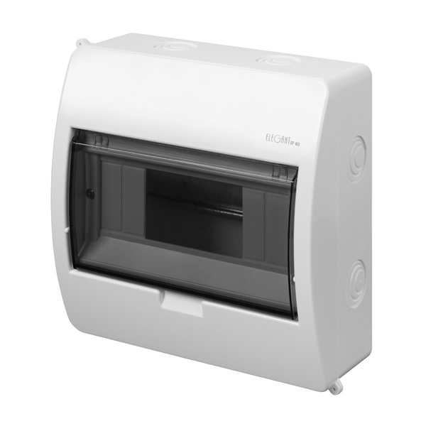 ROZDZIELNIA TWORZYWO 1X8 MODUŁT N/T IP40 LISTWA N+PE DRZWI PRZEZR ELEGANT - 2402-01 - ELEKTRO-PLAST NASIELSK