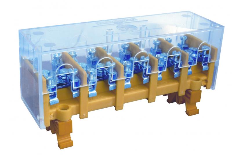 ODGAŁĘŹNIK INSTALACYJNY 5-SEGMENTOWY (ZACISK: 5X25MM2 - 5X4X10MM2) NA TS 35/ Z POKRYWĄ ŻÓŁTY LZ 5*25/10WYK.21P - 84062004 - SIMET
