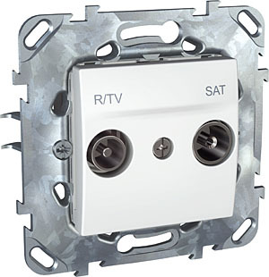 GNIAZDO ANTENOWE RTV + SAT KOŃCOWE BIEL POLARNA UNICA - MGU50.454.18Z - SCHNEIDER ELECTRIC