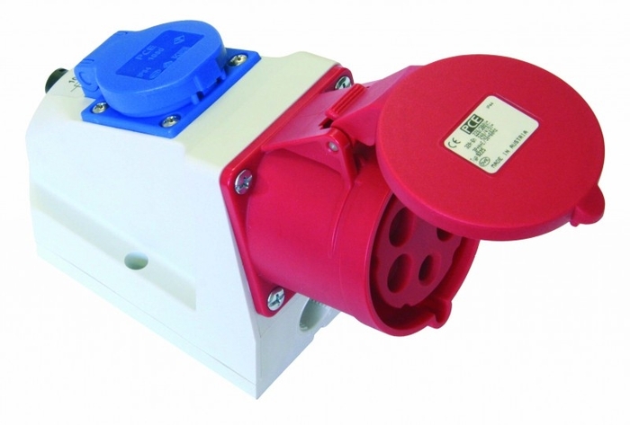 GNIAZDO KOMBI CEE + 230V Z BOLCEM 32A 400V 3P+Z+N OKABLOWANE IP44 - 9225-6f. - PCE