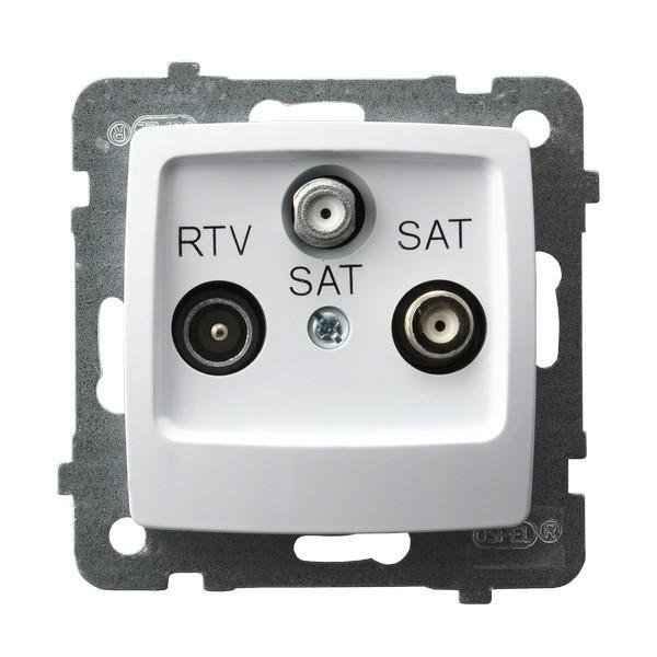 GNIAZDO RTV-SAT Z DWOMA WYJŚCIAMI SAT BIAŁY KARO - GPA-S2S/m/00 - OSPEL