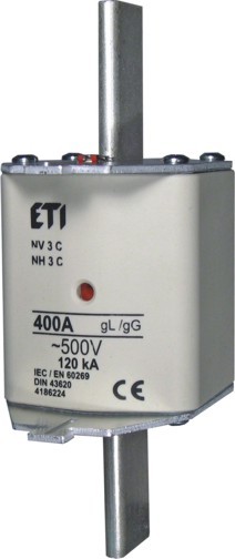 WKŁADKA BEZPIECZNIKOWA 400A WT-3C CHARAKTERYSTYKA GG ZWŁOCZNA KOMBI - 004186224 - ETI