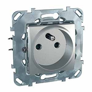 GNIAZDO POJEDYNCZE Z UZIEMIENIEM Z PRZESŁONAMI ALUMINIUM UNICA TOP/MERTEN - MGU50.039.30Z - SCHNEIDER ELECTRIC