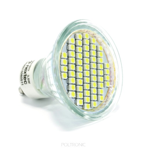 ŹRÓDŁO LED GU10 MR16 60XSMD3528 3,5W WW/830 260LM 110 ° NEXTEC ODPOWIEDNK 26W - 508 - POLTRONIC