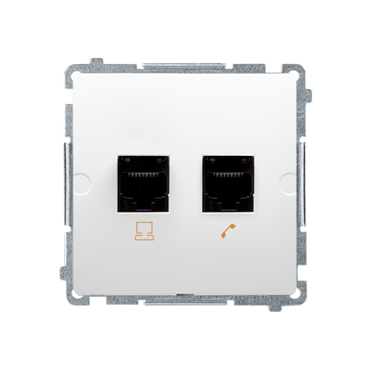 GNIAZDO KOMPUTEROWO-TELEFONICZNE RJ45+RJ12 KAT.5 BIAŁE BASIC - BMF5T.02/11 - KONTAKT SIMON
