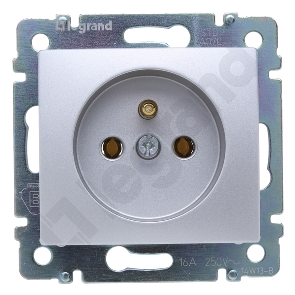 GNIAZDO POJEDYNCZE Z UZIEMIENIEM 2P+Z 16A ALUMINIUM VALENA - 770196 - LEGRAND