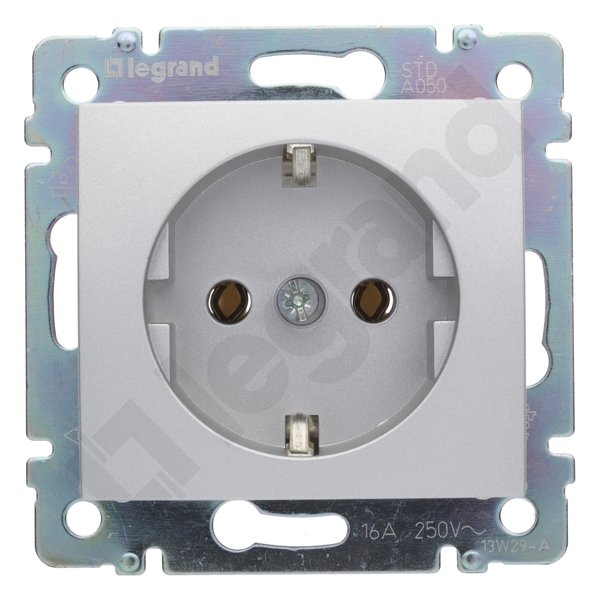GNIAZDO POJEDYNCZE Z UZIEMIENIEM 2P+Z SCHUKO 16A ALUMINIUM VALENA - 770120 - LEGRAND