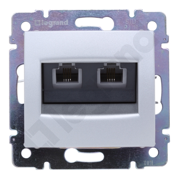 GNIAZDO TELEFONICZNE 2XRJ45 (4 STYKI) ALUMINIUM VALENA - 770139 - LEGRAND