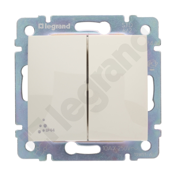 ŁĄCZNIK SCHODOWY PODWÓJNY IP44 KREM 10AX-250~ VALENA - 774198 - LEGRAND