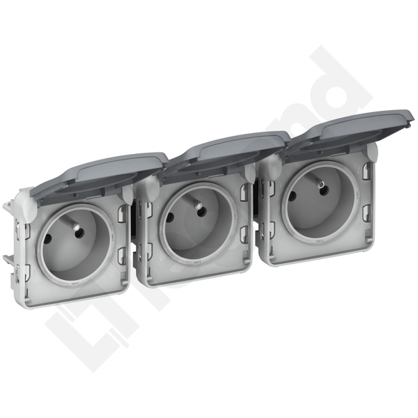 GNIAZDO POTRÓJNE POZIOME 3X2P+Z 16A SZARE PLEXO55 - 069564 - LEGRAND