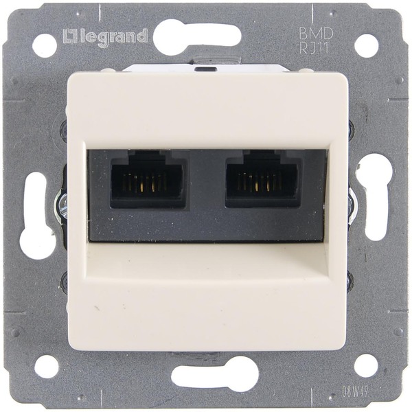 GNIAZDO KOMPUTEROWE PODWÓJNE RJ45 UTP KAT. 6 KREMOWE CARIVA - 773742 - LEGRAND
