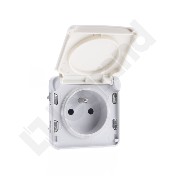 GNIAZDO POJEDYNCZE Z UZIEMIENIEM 2P+Z Z PRZESŁONĄ STYKÓW 16A BIAŁE/ ECRU PLEXO55 - 069622 - LEGRAND