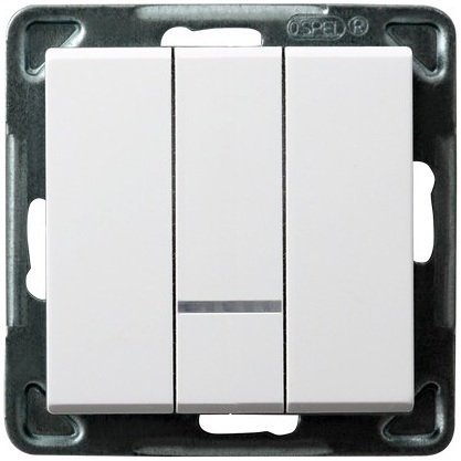 ŁĄCZNIK POTRÓJNY BIAŁY Z PODŚWIETLENIEM SONATA - ŁP-13RS/m/00 - OSPEL