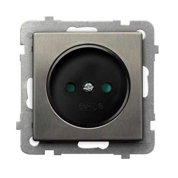 GNIAZDO POJEDYNCZE STAL INOX Z PRZESŁONAMI TORÓW PRĄDOWYCH SONATA - GP-1RMP/M/37 - OSPEL