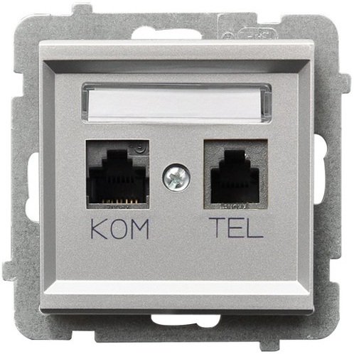 GNIAZDO KOMPUTEROWE-TEL RJ 45 + RJ 11 KRONE SREBRO MAT SONATA - GPKT-R/K/M/38 - OSPEL