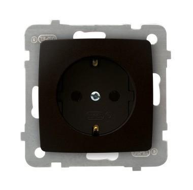 GNIAZDO POJEDYNCZE Z UZIEMIENIEM SCHUKO CZEKOLADOWY METAL KARO - GP-1SS/m/40 - OSPEL