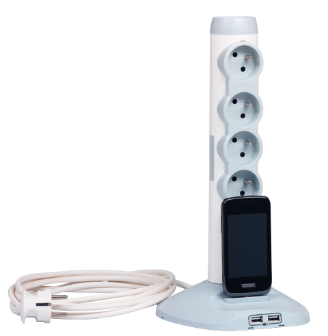 PRZEDŁUŻACZ 4 X GNIAZDO POJEDYNCZE Z UZIEMIENIEM +2 X USB+1XMICRO USB - 50014 - LEGRAND