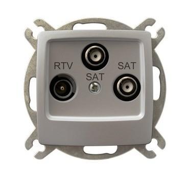 GNIAZDO RTV-SAT Z DWOMA WYJŚCIAMI SAT SREBRNY PERŁOWY KARO - GPA-S2S/m/43 - OSPEL