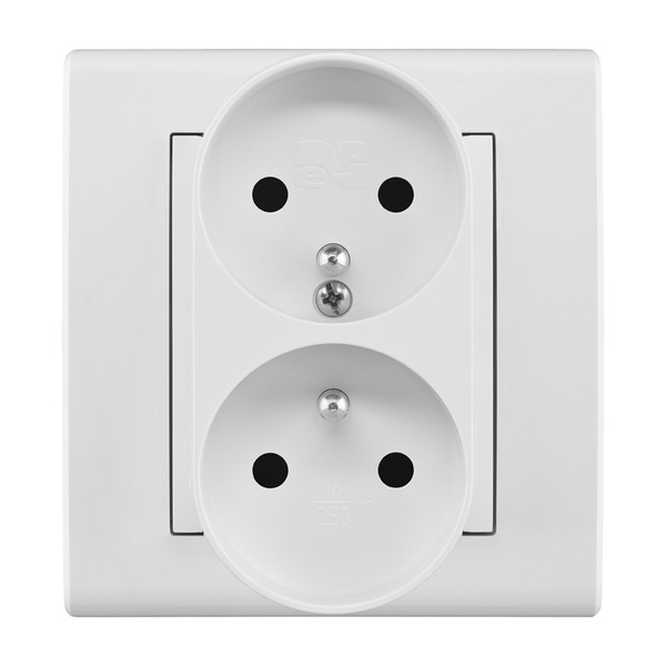 GNIAZDO PODWÓJNE Z UZIEMIENIEM MODUŁ BIAŁE BEZ RAMKI CATRIN - 2143-10 - ELEKTRO-PLAST NASIELSK