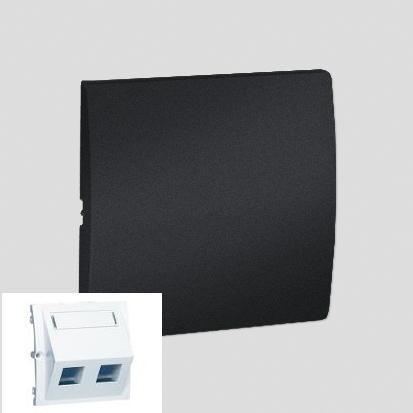 POKRYWA GNIAZD TELEINFORMATYCZNYCH NA KEYSTONE SKOŚNA PODWÓJNA Z POLEM OPISOWYM GRAFIT MATOWY SIMON CLASSIC - MGKS1P/28 - KONTAKT SIMON