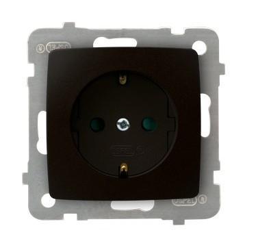GNIAZDO POJEDYNCZE Z UZIEMIENIEM SCHUKO CZEKOLADOWY METAL KARO - GP-1SSP/m/40 - OSPEL