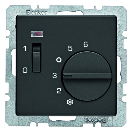 REGULATOR TEMPERATURY POMIESZCZENIA 24V STYK ROZWIERNY ANTRACYT AKSAMIT Q.1/Q.3 - 20316086 - HAGER - BERKER