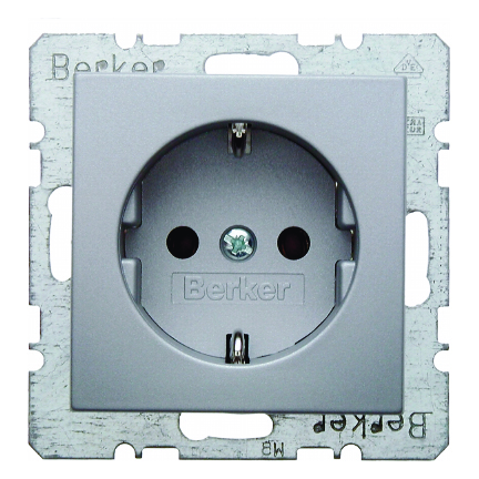 GNIAZDO SCHUKO Z UZIEMIENIEM ZACISKI ŚRUBOWE ALU B.KWADRAT/B.7 - 41431404 - HAGER - BERKER