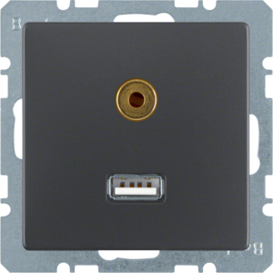 GNIAZDO USB/3.5 MM AUDIO ANTRACYT AKSAMIT Q.1/Q.3 - 3315396086 - HAGER - BERKER