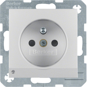 GNIAZDO Z UZIEMIENIEM I PODŚWIETLENIEM ORIENTACYJNYM LED ALU MAT BERKER B.KWADRAT/B.7 - 6765101404 - HAGER - BERKER