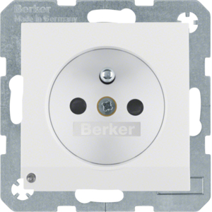 GNIAZDO Z UZIEMIENIEM I KONTROLNĄ DIODĄ LED BIAŁY MAT S.1/B.3/B.7 - 6765101909 - HAGER - BERKER