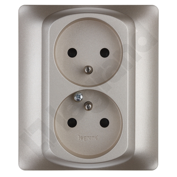 GNIAZDO PODWÓJNE Z UZIEMIENIEM Z PRZESŁONAMI KOMPLETNE 16A-250V~ TYTAN SISTENA LIFE - 771438 - LEGRAND