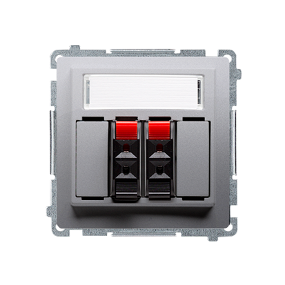 GNIAZDO GŁOŚNIKOWE PODWÓJNE Z POLEM OPISOWYM (MODUŁ).STAL INOX SIMON BASIC - BMGL3.01/21 - KONTAKT SIMON