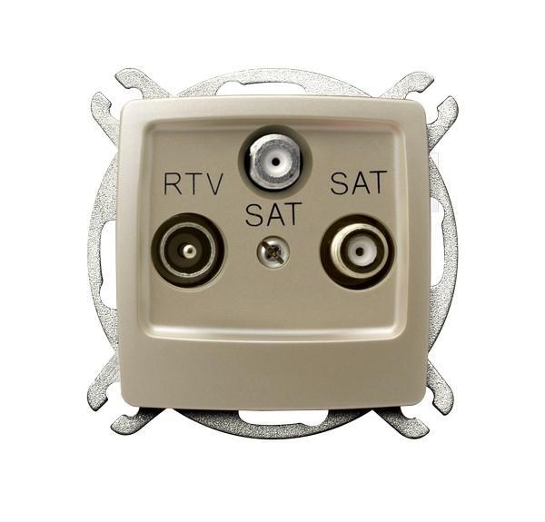 GNIAZDO RTV-SAT Z DWOMA WYJŚCIAMI SAT ECRU PERŁOWY KARO - GPA-S2S/m/42 - OSPEL